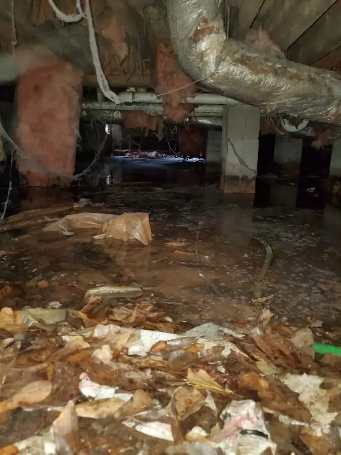 Crawl space flood assessment for Commercial Water Damage Restoration in Mason